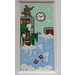 LEGO White Glass for Window 1 x 4 x 6 with Cat Paws, Clock, Plant and Books Sticker (6202)