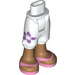 LEGO White Minidoll Hip with Cropped Trousers with Purple Flower (Thick Hinge) (18353 / 92819)