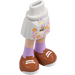 LEGO White Minidoll Hip with Curved Skirt with Flowers with Lavender Socks and Dark Orange Shoes (Thin Hinge)