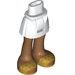 LEGO White Minidoll Hip with Curved Skirt with Gold Sandals with Triangles (Thick Hinge) (35634)