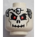 LEGO White Minifig, Head Skull Cracked with Metal Plates on Front and Back Pattern - Stud Recessed (Recessed Solid Stud) (3626)