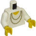 LEGO Wit Minifiguur Torso met Golden Halsketting met Wit Armen en Geel Handen (973)