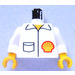 LEGO White Minifig Torso with Shell Logo Jacket with White Arms and Yellow Hands (973 / 73403)