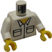 LEGO White Minifig Torso with White Collar and 2 Pockets with White Arms and Yellow Hands (973)