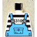 LEGO White Minifig Torso without Arms with Prisoner Black Stripes and Medium Blue Overall (973)