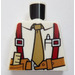 LEGO Weiß Minifig Torso ohne Arme mit Suspenders, Tie, Werkzeug Gürtel und Pen im Pocket ohne Arme (973)