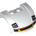 LEGO White Mudgard Bonnet 3 x 4 x 1.3 Curved with Red and Yellow Trim (10380 / 98835)
