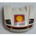 LEGO White Mudgard Bonnet 3 x 4 x 1.3 Curved with Red and Yellow Trim with &#039;MonteShell&#039; Sticker (10380)