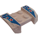 LEGO blanc Garde-boue assiette 2 x 4 avec Overhanging Headlights avec Bleu Rayures et rouge Stars Autocollant (44674)