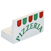 LEGO White Panel 1 x 2 x 1 with &#039;PIZZERIA&#039;  with Square Corners (4865)