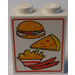 LEGO blanc Panneau 1 x 2 x 2 avec Hamburger, Pizza, Fries et Sausages sans supports latéraux, tenons pleins (4864)