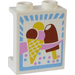 LEGO White Panel 1 x 2 x 2 with Ice Cream Sticker with Side Supports, Hollow Studs (6268)