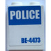 LEGO White Panel 1 x 2 x 2 with &quot;POLICE&quot; and &quot;BE-4473&quot; (Model Right) Sticker with Side Supports, Hollow Studs (6268)