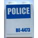 LEGO White Panel 1 x 2 x 2 with &quot;POLICE&quot; and &quot;BE-4473&quot; Sticker with Side Supports, Hollow Studs (6268)