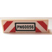 LEGO White Panel 1 x 4 with Rounded Corners with PN60056 on Red and White Danger Stripes Sticker (15207)