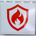 LEGO White Panel 1 x 4 x 3 with Red and White Fire Logo Badge Sticker with Side Supports, Hollow Studs (35323)