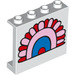 LEGO White Panel 1 x 4 x 3 with tunnel with pink and red arch stones with Side Supports, Hollow Studs (29666 / 60581)