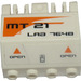 LEGO White Panel 2 x 4 x 2 with Hinges with &#039;MT21&#039;, &#039;LAB 7648&#039;, Orange Triangles and &#039;OPEN&#039; Left Sticker (44572)
