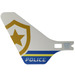 LEGO Weiß Kunststoff Schwanz (Fin) for Flying Helicopter mit &#039;Polizei&#039; und Polizei Badge (69608)
