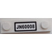 LEGO White Plate 1 x 4 with Two Studs with Black &#039;JN60008&#039; on White Background Sticker without Groove (92593)