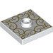 LEGO White Plate 2 x 2 with Groove and 1 Center Stud with Gold swirl pattern (23893 / 66509)