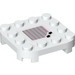 LEGO White Plate 4 x 4 x 0.7 with Rounded Corners and Empty Middle with stripes with two diagonal arrows (66792 / 70700)