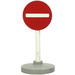 LEGO White Road Sign (old) round with no entry pattern with base Type 2