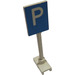 LEGO White Road Sign Square White &#039;P&#039; on Blue