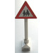 LEGO White Road Sign Triangle with Pedestrian Crossing 2 People Pattern (649)