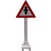 LEGO White Road Sign Triangle with Road Crossing Sign (649)