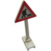 LEGO White Road Sign Triangle with Road Worker (649)