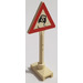 LEGO White Road Sign Triangle with Skidding Car Sign (649)