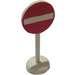 LEGO White Road Sign with No Entry pattern