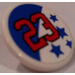 LEGO White Roadsign Clip-on 2 x 2 Round with &#039;23&#039;, Blue Stars Sticker (30261)