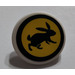 LEGO White Roadsign Clip-on 2 x 2 Round with Black Rabbit and Circle Sticker (30261)