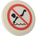 LEGO White Roadsign Clip-on 2 x 2 Round with Forbidden Jump Into Water Sticker (30261)
