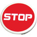 LEGO White Roadsign Clip-on 2 x 2 Round with &#039;STOP&#039; cornered font Sticker (30261)