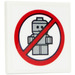 LEGO Weiß Roadsign Clip-auf 2 x 2 Platz mit No Babies Aufkleber mit offenem &#039;O&#039; Clip (15210)