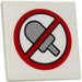 LEGO White Roadsign Clip-on 2 x 2 Square with No Popsicles Sticker with Open &#039;O&#039; Clip (15210)