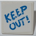 LEGO White Roadsign Clip-on 2 x 2 Square with &quot;KEEP OUT!&quot; Sticker with Open &#039;O&#039; Clip