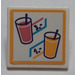 LEGO White Roadsign Clip-on 2 x 2 Square with pink and orange drinks with prices Sticker with Open &#039;O&#039; Clip (15210)