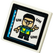 LEGO White Roadsign Clip-on 2 x 2 Square with &#039;UH UH UH!&#039;, Minifigure Sticker with Open &#039;O&#039; Clip (15210)