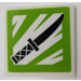 LEGO White Roadsign Clip-on 2 x 2 Square with Weapons Stall Sign with Knife Decoration Sticker with Open &#039;O&#039; Clip (15210)