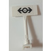 LEGO White Roadsign Rectangle with Round Pole with Black Train Logo Sticker