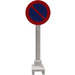 LEGO Weiß Roadsign Rund mit No Parking (Diagonale nach links) (80045)