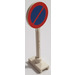 LEGO Vit Roadsign Runda med No Parking (Diagonal till höger)