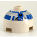 LEGO White Round Brick 2 x 2 Dome Top (Undetermined Stud - To be deleted) with Silver and Blue Pattern (R2-D2) (83715)
