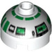 LEGO Weiß Runden Backstein 2 x 2 Dome oben (Undetermined Stud - To be deleted) mit Silber und Green (R2-R7) (60852)