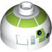 LEGO Wit Ronde Steen 2 x 2 Dome Top (Undetermined Stud - To be deleted) met Zilver en Lime (R7-A7) (85849)