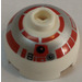 LEGO Wit Ronde Steen 2 x 2 Dome Top (Undetermined Stud - To be deleted) met Zilver en Rood R5-D4 Printing (7658) (83730)